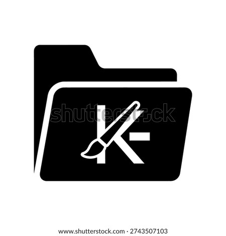 A sleek black folder icon featuring a white artistic logo combined with a paintbrush, symbolizing creativity and artistry.