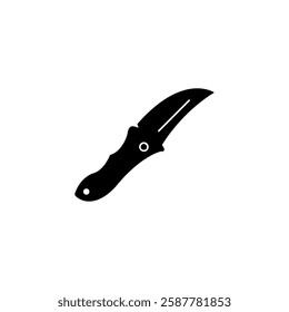 Sleek black folding knife icon, perfect for tactical and outdoor themes.