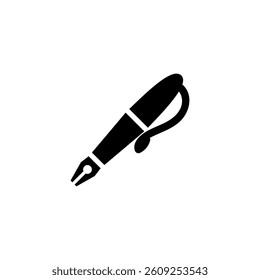 Sleek black fountain pen vector icon for elegant writing.
