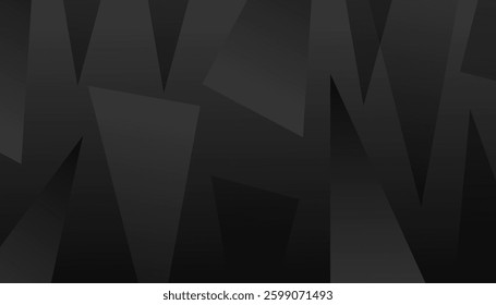 Sleek black geometric background featuring triangle shapes, creating a modern and futuristic abstract design. Perfect for branding, web design, posters, and digital artwork.
