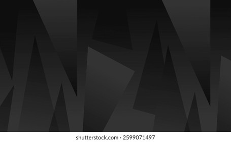 Sleek black geometric background featuring triangle shapes, creating a modern and futuristic abstract design. Perfect for branding, web design, posters, and digital artwork.