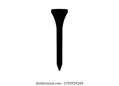 A sleek black golf tee standing upright on a clean white background, perfect for golfing and sports illustrations