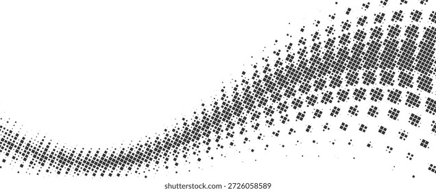 Plano de fundo elegante preto e cinza do padrão da onda quadrada do meio-tom com ilustração profissional minimalista do vetor do projeto