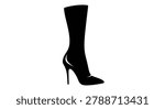 a sleek black high heel boot silhouette on a white background