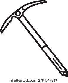 A sleek black ice axe vector illustration featuring a loop handle and sharp pick for climbing and mountaineering activities.