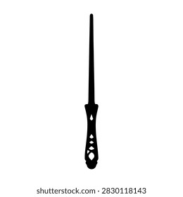 A sleek black kitchen knife featuring a sharp blade and ergonomic handle, ideal for cooking, slicing, and culinary preparation in the kitchen.