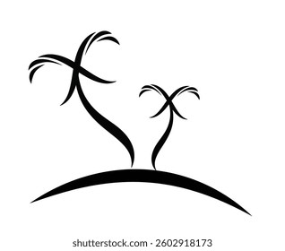 Sleek black line art of a Island, showcasing sharp angles and curves in a minimalist yet bold design. Perfect for modern aesthetics.