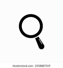 Sleek Black Magnifying Glass Vector Design on White Background