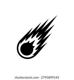 A sleek black meteor design with a detailed flame tail illustrating cosmic movement and energy perfect for space science and astronomy projects
