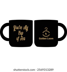 A sleek black mug design featuring motivational typography and an elegant logo. Perfect for branding, gifts, and everyday use, showcasing a modern and minimalist aesthetic