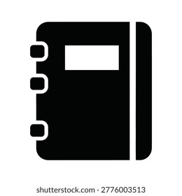 A sleek black notebook featuring three metal rings on the left side and a pen holder on the right, ready for organizing notes and documents efficiently.