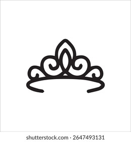 Um elegante ícone de contorno preto de uma tiara elegante perfeito para projetos relacionados com casamentos e celebrações princesas da realeza Este símbolo de coroa minimalista transmite sofisticação e charme.