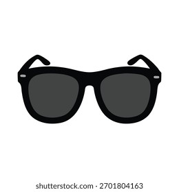 Un elegante par de gafas de sol negras se presenta como un elemento gráfico limpio, aislado sobre un fondo blanco liso. Este diseño es perfecto para temas relacionados con la moda o accesorios.