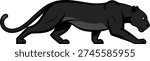 A sleek black panther prowling through a dense jungle landscape.