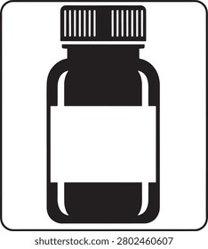 A sleek black pill bottle featuring a dropper cap, depicted in a minimalist style for medical, pharmaceutical, or supplement-related stock imagery.