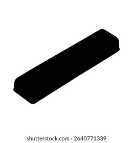 Sleek black rectangle candy bar silhouette isolated on white background