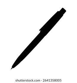 Sleek black rollerball pen silhouette, elegant stationery for office or creative use.