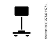 A sleek black rolling presentation board on wheels, ideal for office and educational settings, with a clean white background.