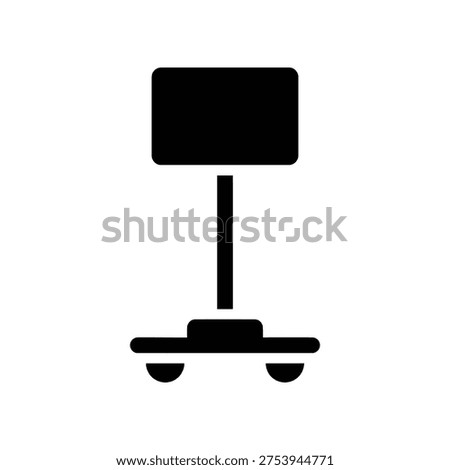 A sleek black rolling presentation board on wheels, ideal for office and educational settings, with a clean white background.