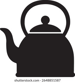 Silhueta preta elegante de um bule de chá clássico para bebidas quentes e bebidas ícone de cozinha ou elemento de design