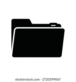 Silhueta preta elegante de um ícone de pasta digital para organizar arquivos de computador e armazenamento de dados de forma eficiente