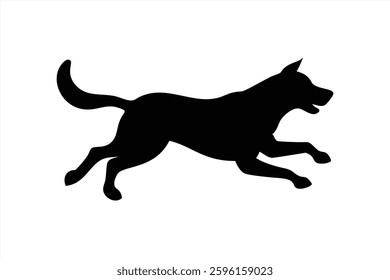A sleek black silhouette of a dog in motion captures the essence of playfulness. This vector illustration is ideal for various design applications, conveying energy and joy.