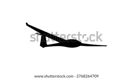 A sleek black silhouette of a glider plane soaring through the air silhouette