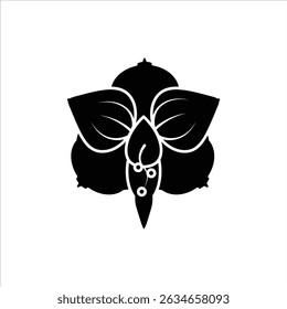 A sleek black silhouette icon of an amaryllis, showcasing its trumpet-shaped petals and tall stem, great for floral and festive graphics.