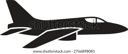 A sleek, black silhouette of a jet plane soaring through the sky, showcasing its aerodynamic design.