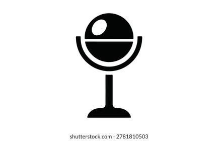A sleek, black silhouette of a microphone stylized as the Death Star from Star Wars, ideal for podcasting, streaming, or science fiction branding.