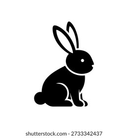 Una silueta elegante y negra de un conejo enfatiza su forma con un estilo distintivo y minimalista.