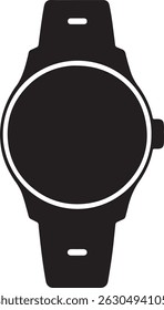 A sleek black smartwatch silhouette embodies a minimalist design, perfectly capturing modern technology. This vector illustration showcases a wearable tech device, 