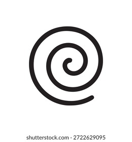 Un elegante icono de espiral negro con curvas suaves y continuas sobre un fondo blanco prístino. Ideal para Elementos de diseño modernos, logotipos y conceptos abstractos.