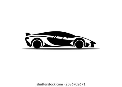 Sleek black sports car minimalist isolated vector Illustration  modern automotive design