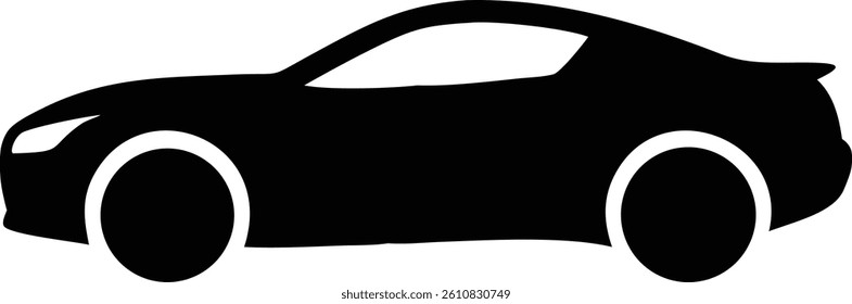 Sleek black sports car silhouette vector, perfect for automotive designs and transportation icons.