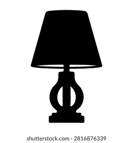A sleek black table lamp with a classic shade, perfect for home decor, providing ambient lighting and style to any room setting.