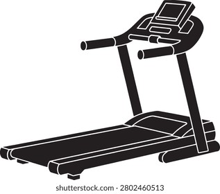 A sleek black treadmill featuring a digital display and handrails, ideal for indoor cardio exercise in a home gym setting.