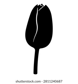 A sleek black tulip illustration emphasizing simplicity and elegance, suitable for modern floral or botanical themes in design projects.