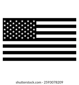 Sleek Black USA Flag, Patriotic Symbol in Bold Outline