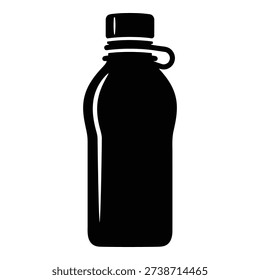 A sleek black water bottle with a secure lid and carrying handle. isolated on white background, Vector