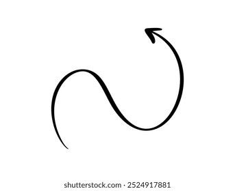 Vector de flecha ondulado negro y elegante con curvas suaves y fluidas. Ideal para presentaciones, infografías y proyectos de diseño creativo, que simbolizan la dirección o el flujo.