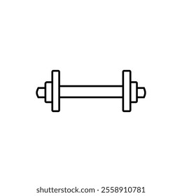 A sleek black and white dumbbell icon, featuring a minimalist design with bold outlines. Ideal for fitness applications, gym branding, and health-related graphics.