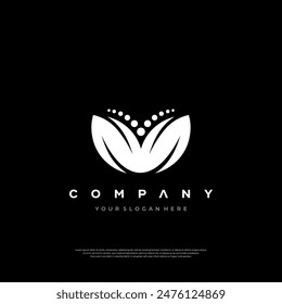 : A sleek black and white logo featuring an abstract floral or regal emblem above bold typography suitable for branding.