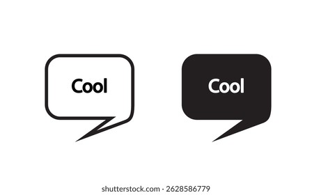 Sleek Black and White Speech Bubbles with the Word "Cool" Modern graphic illustration perfect for social media, web design and trendy visual communication concepts