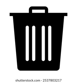 Sleek Black and White Trash Bin Icon for Web and Design | Perfect for UI, UX, and Digital Content, Adding a Clean and Functional Element to User Interface and Digital Platforms