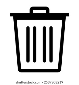 Sleek Black and White Trash Bin Icon for Web and Design | Perfect for UI, UX, and Digital Content, Adding a Clean and Functional Element to User Interface and Digital Platforms