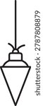 A sleek black and white vector icon of a diving bell suspended from a rope, ready for underwater exploration.