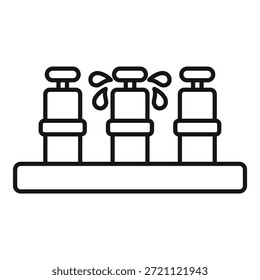 Un elegante ícono de Vector en blanco y negro que representa un trío de grifos de agua