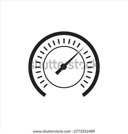A sleek black and white vector illustration of a circular meter with a needle indicating a high value for performance.