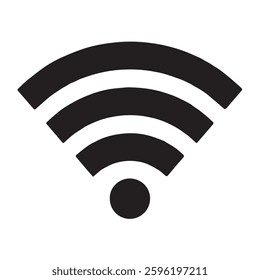 Sleek black WiFi symbol. Perfect for modern tech designs. Simple, elegant, and easily scalable. signal icon minimalist silhouette curve lines technology wireless network internet communication graphic